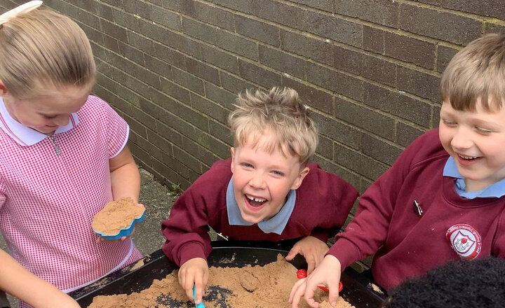 Image of Lunchtimes have been full of discovery! We’ve been experimenting with sand to find out its best properties for building. By comparing wet and dry sand, our budding engineers are learning which holds its shape best for moulding.