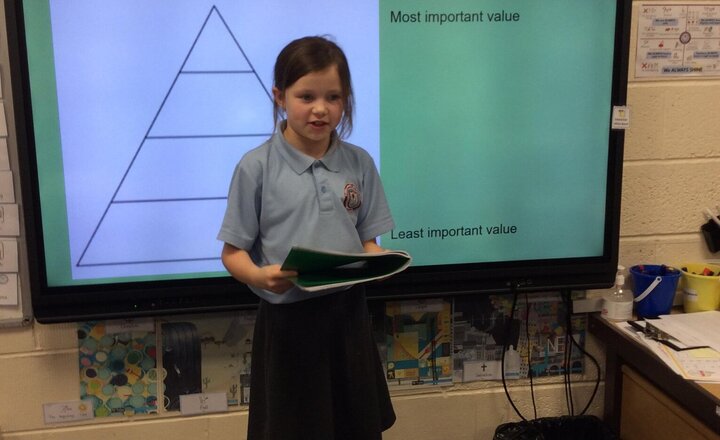 Image of Year 4 put 'Values in Action' this morning!