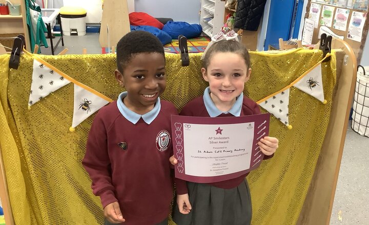 Image of We received a certificate from the Dentist today.