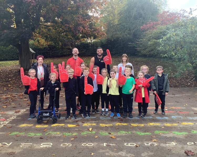 Image of Wellbeing day with Steel the Gladiator.