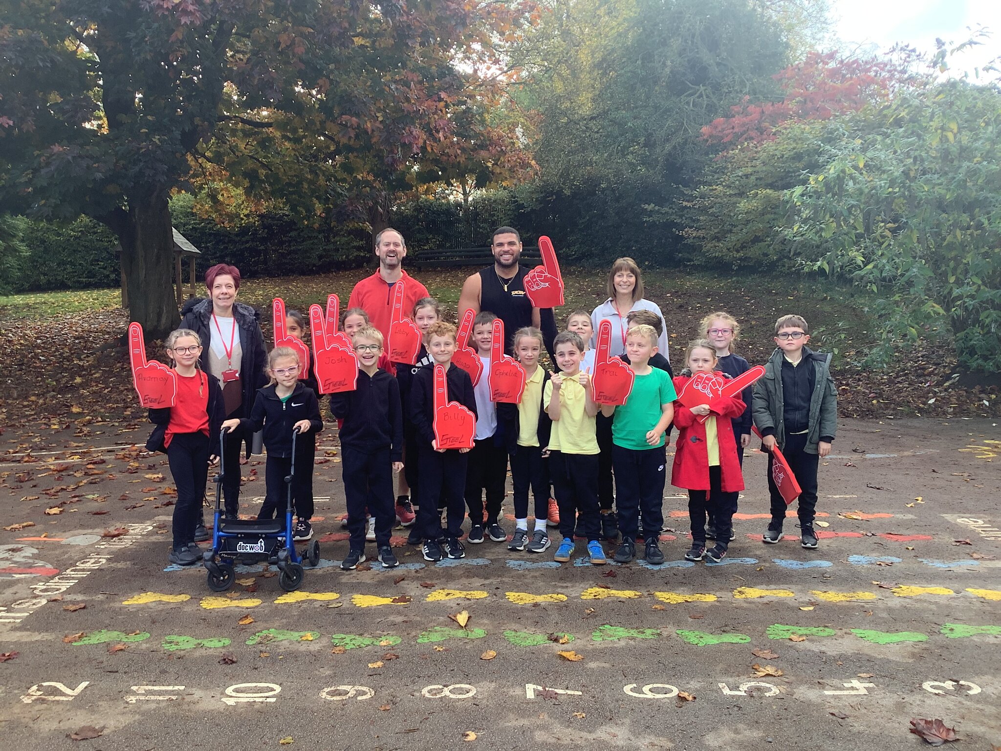 Image of Wellbeing day with Steel the Gladiator.