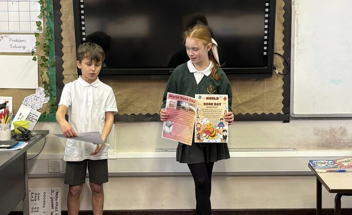 Our new Media Correspondents showcasing their designs for World Book Day