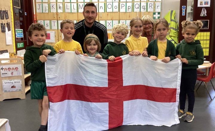 St Augustine's with their England flag to celebrate the World Cup