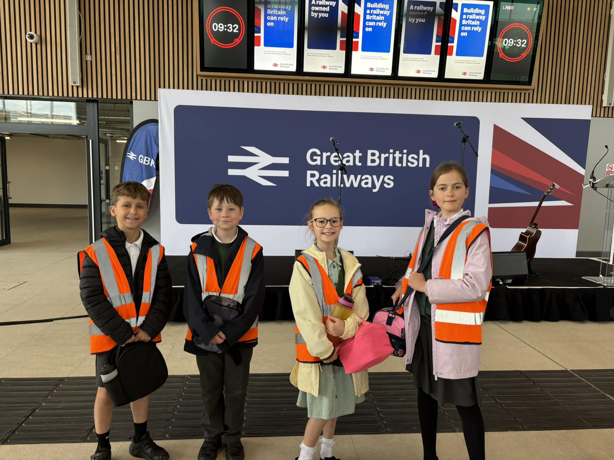 St Augustine's pupils at the grand opening of the Darlington Train Station redevelopment