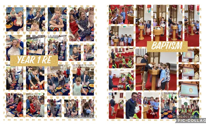 Image of Year 1 RE- Mock Baptism in Church with Rev Ben 