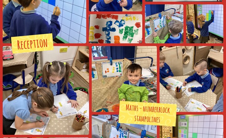 Image of Reception Maths - Numberblock Stampolines