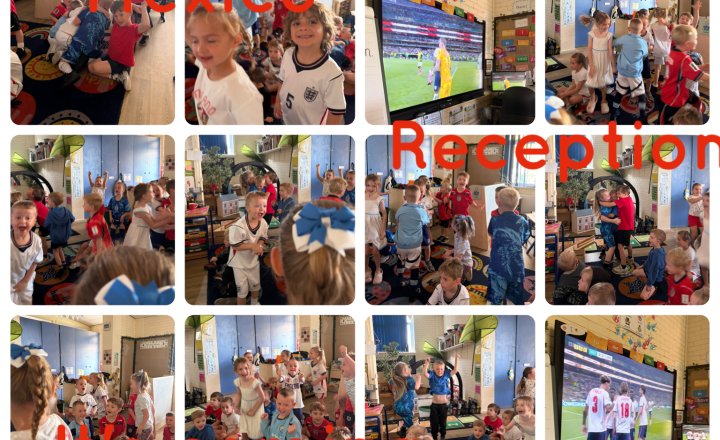 Image of Reception class watch England v Mexico