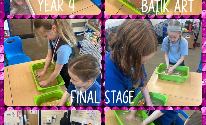 Image of Year 4 Art- Batik - Final stage Washing Process 