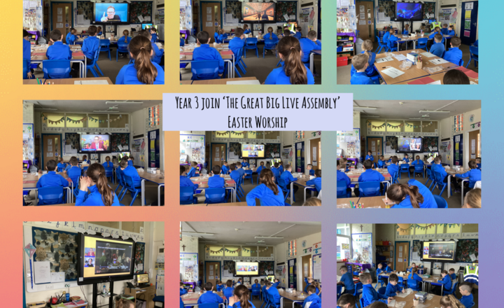 Image of Year 3 join 'The Great Big Live Assembly' Easter Story