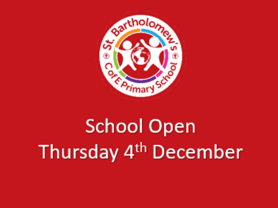 Image of School Open - Thursday 4th December