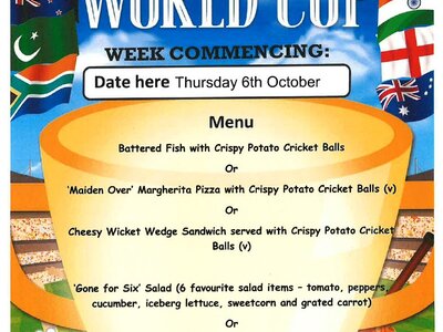 Image of School Dinner Theme Menu - Thursday 6th October 2022