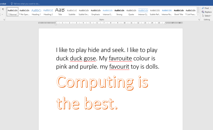 Image of Year 2 (Class 6) - Computing - Microsoft Word Typing Skills
