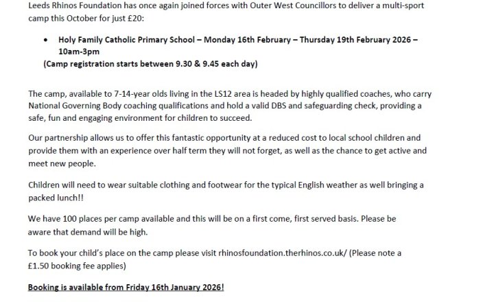 Image of Leeds Rhinos Multi Sports Camp - February Half Term