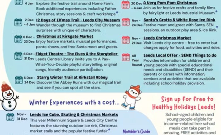 Image of Winter holiday activity guide from Child Friendly Leeds