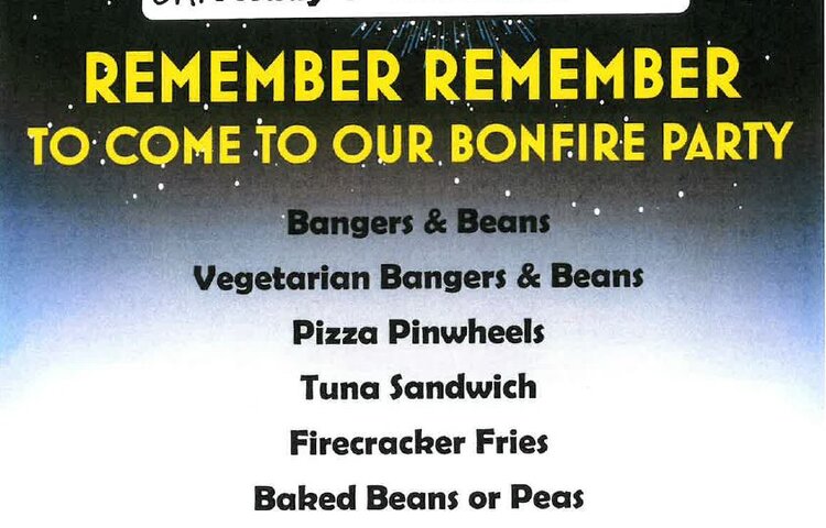 Image of Bonfire Night Lunch Menu