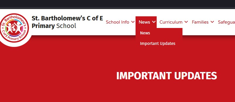 Image of Important Updates Page