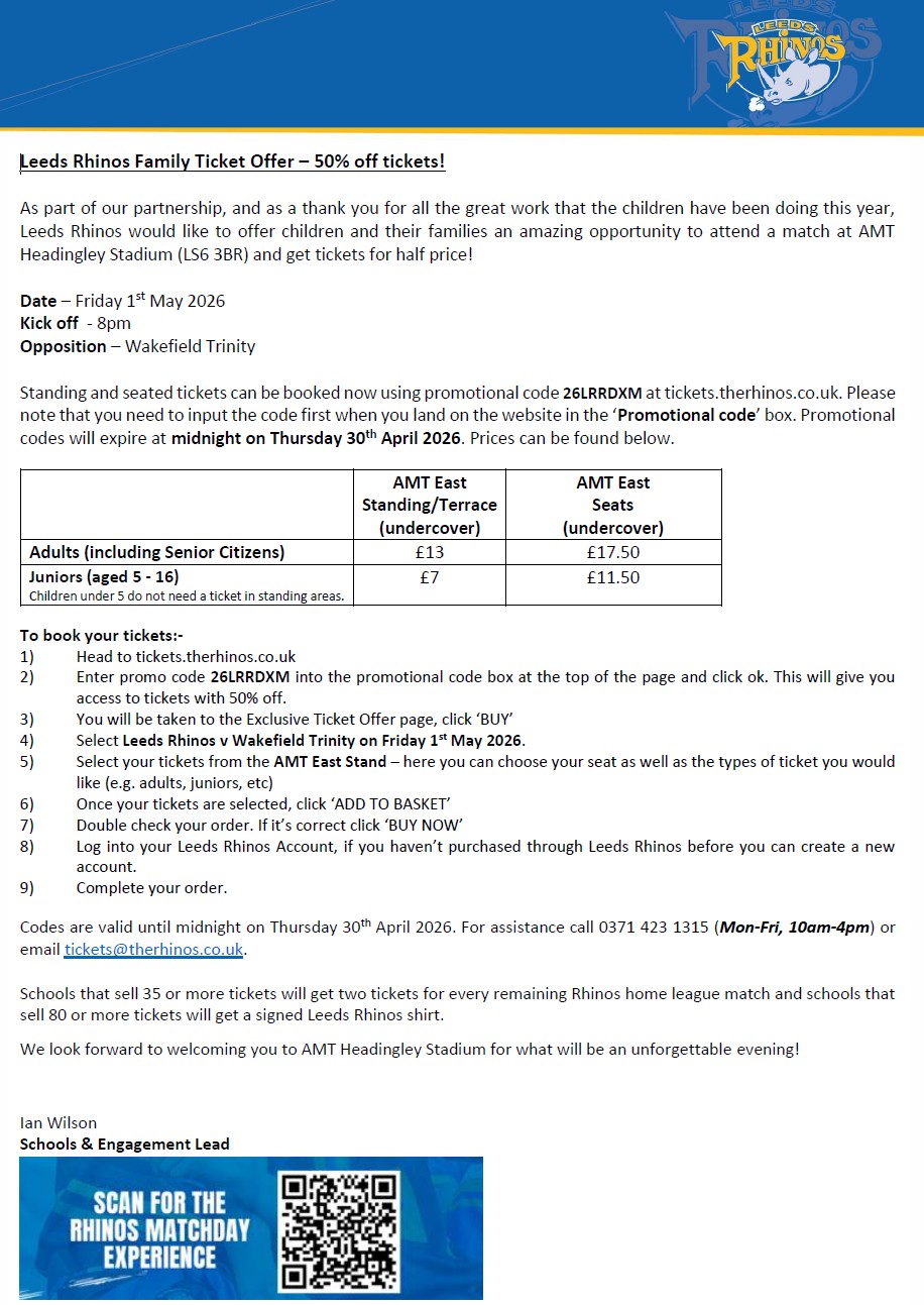 Image of Leeds Rhinos Discounted Tickets Offer