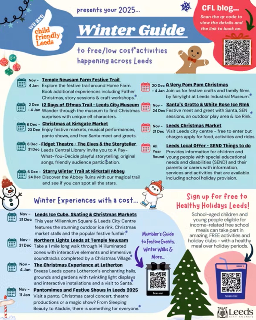 Image of Winter holiday activity guide from Child Friendly Leeds