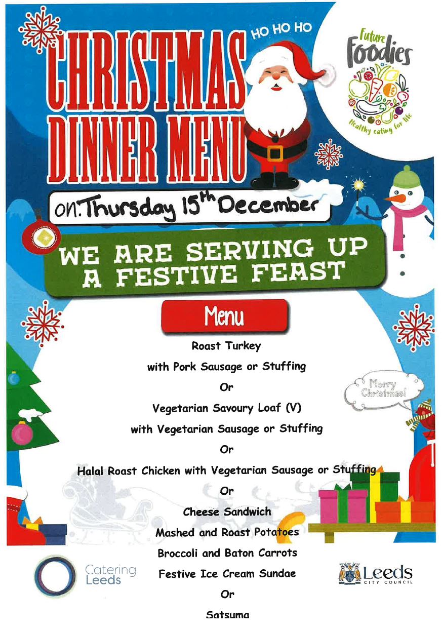 Image of Christmas Dinner Menu - Thursday 15th December 2022