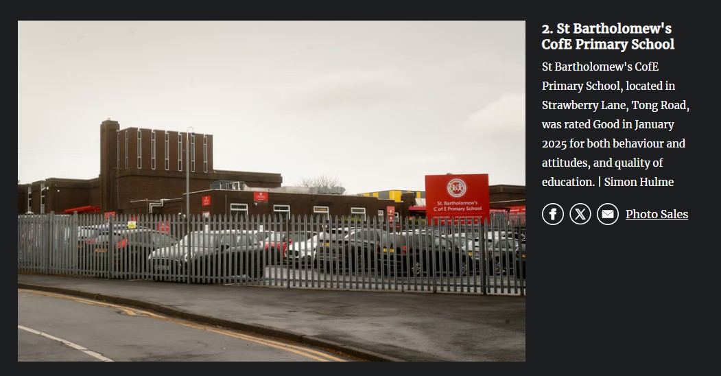 Image of Yorkshire Evening Post top OFSTED rated primary schools