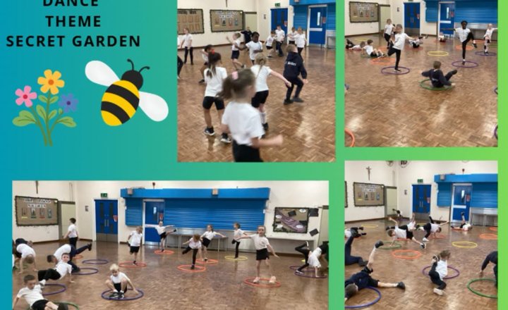 Year 2 pupils exploring their 'Secret Garden' dance during their lessons