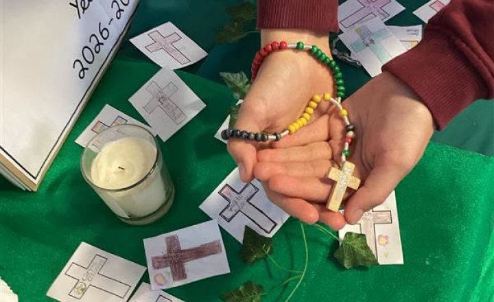 The beginning of St Bede's Rosary Challenge