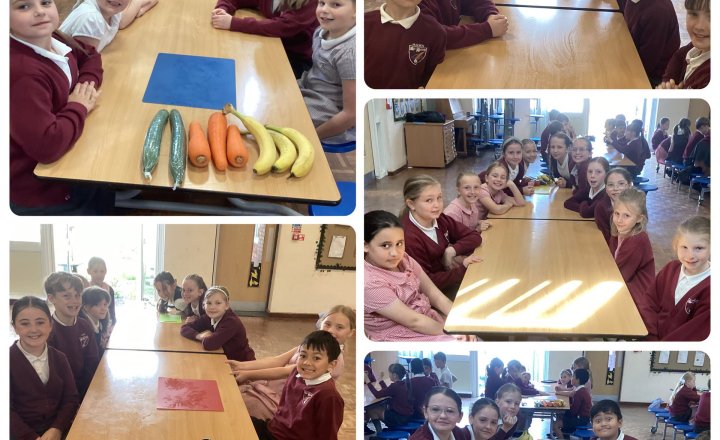 Key Stage 2 pupils getting ready to develop their food preparation skills in their Design Technology class