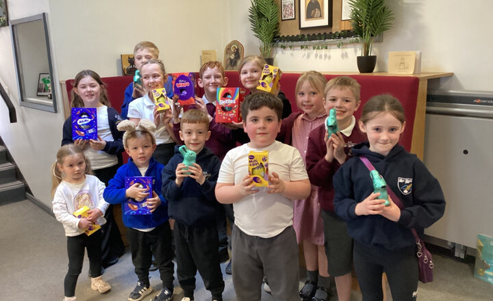 St Bede's Darlington Egg winners with their Easter eggs
