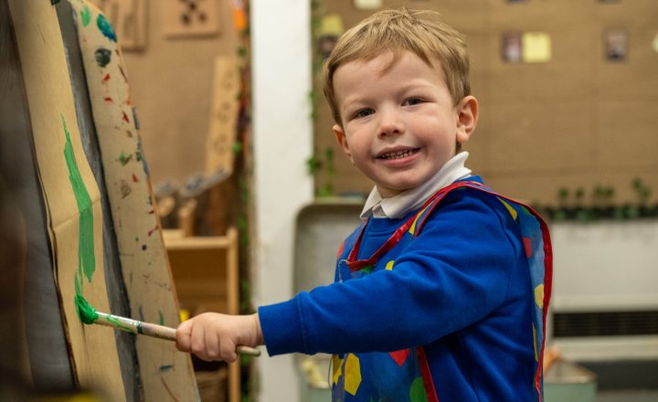 St Bede's Nursery pupil enjoying creative activities 