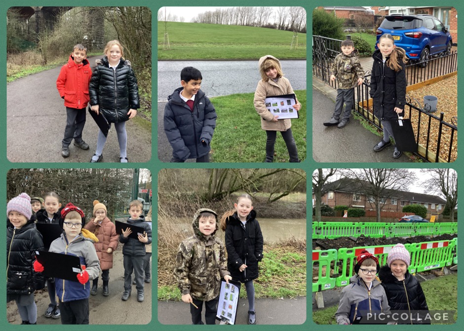 St. Bede’s KS1 pupils exploring their local area during a geography fieldwork activity, observing buildings, roads, green spaces and rivers