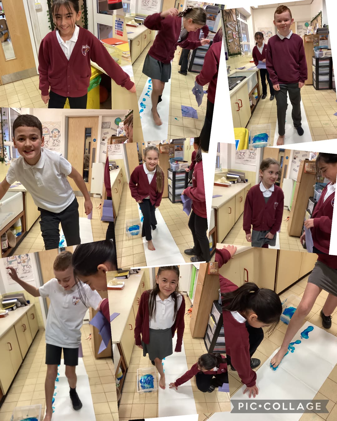 Year 5 and 6 creating footprints to being their Lenten journey