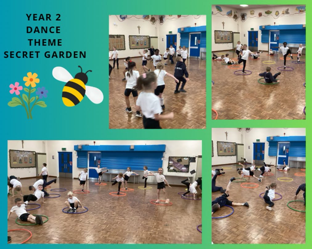 Year 2 pupils exploring their 'Secret Garden' dance during their lessons