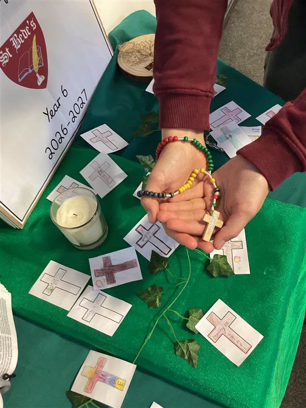 The beginning of St Bede's Rosary Challenge