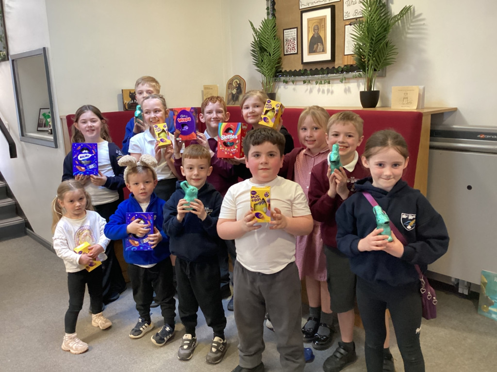 St Bede's Darlington Egg winners with their Easter eggs
