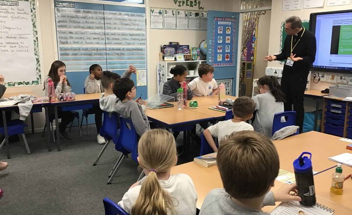 Image of Father Bill’s visit to Year 5