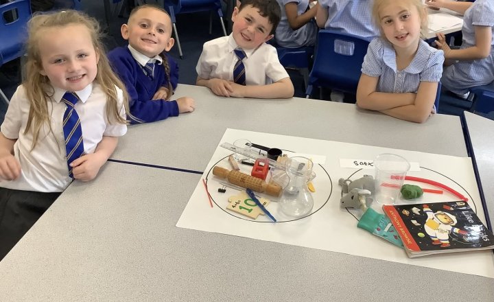 St Bega's, Year 1 pupils, sorting their given objects into 'dull' and 'shiny' categories 