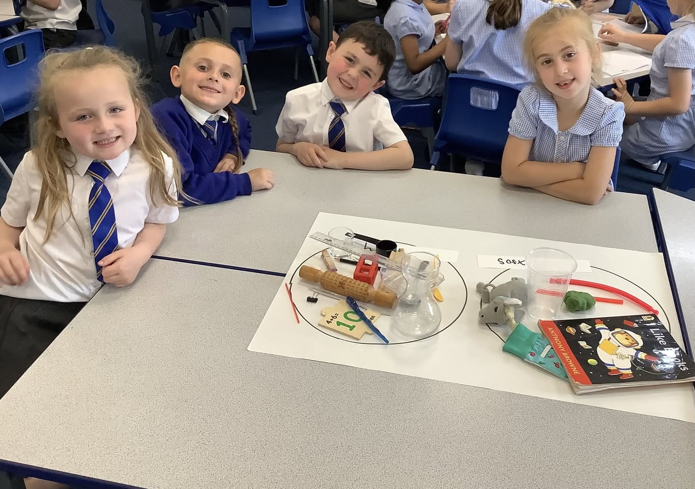 St Bega's, Year 1 pupils, sorting their given objects into 'dull' and 'shiny' categories