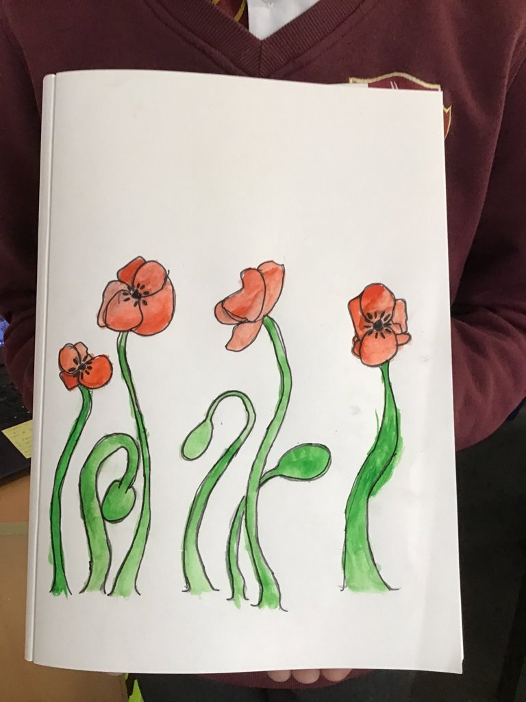 Image of Y6 Remembrance Poppy Watercolours 
