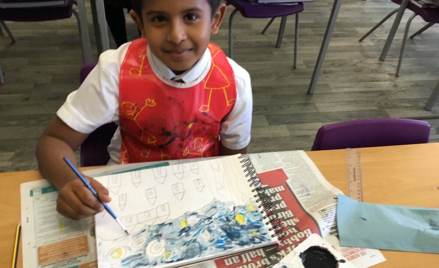 Image of Year 3 paint impasto like Van Gogh