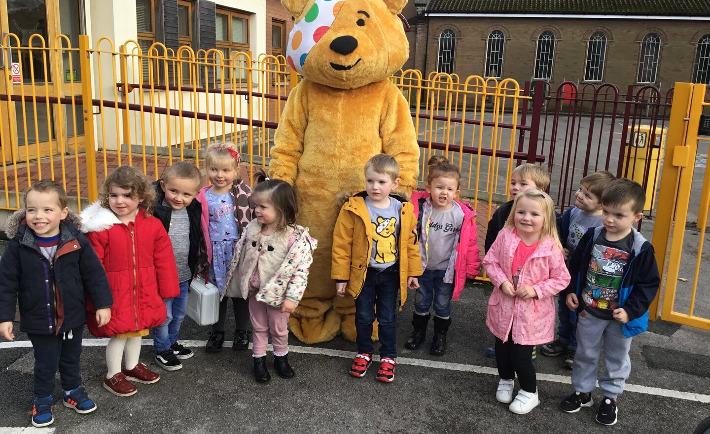 Image of Pudsey bear visiting Nursery