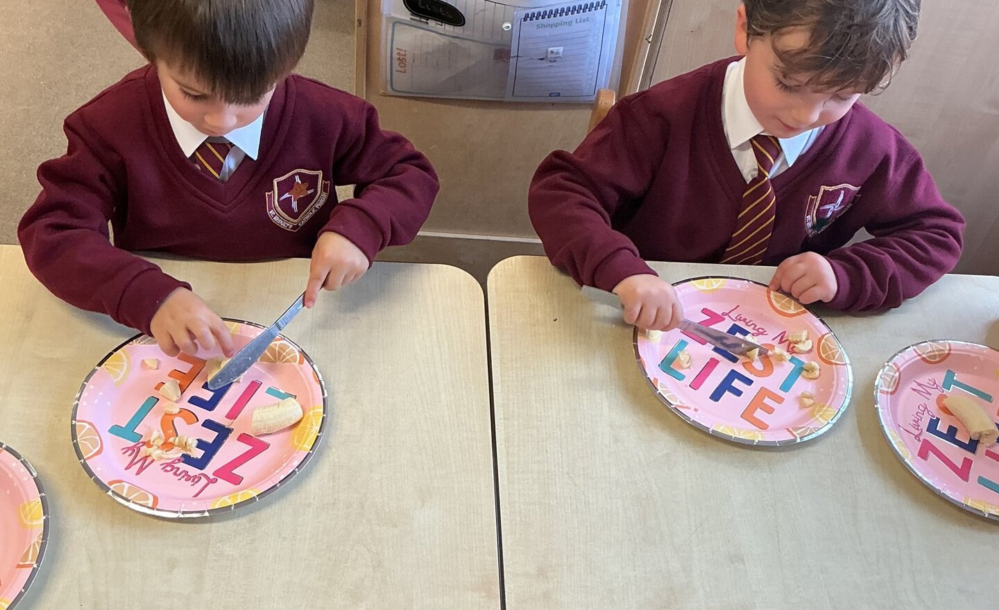 Image of Reception preparing snacks together in RE.