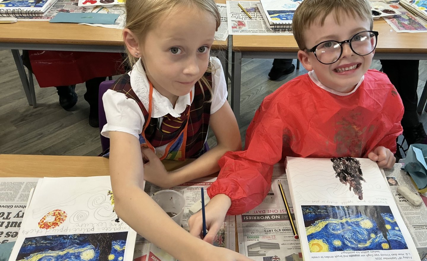 Image of Year 3 Impasto Painting in Van Gogh’s Style
