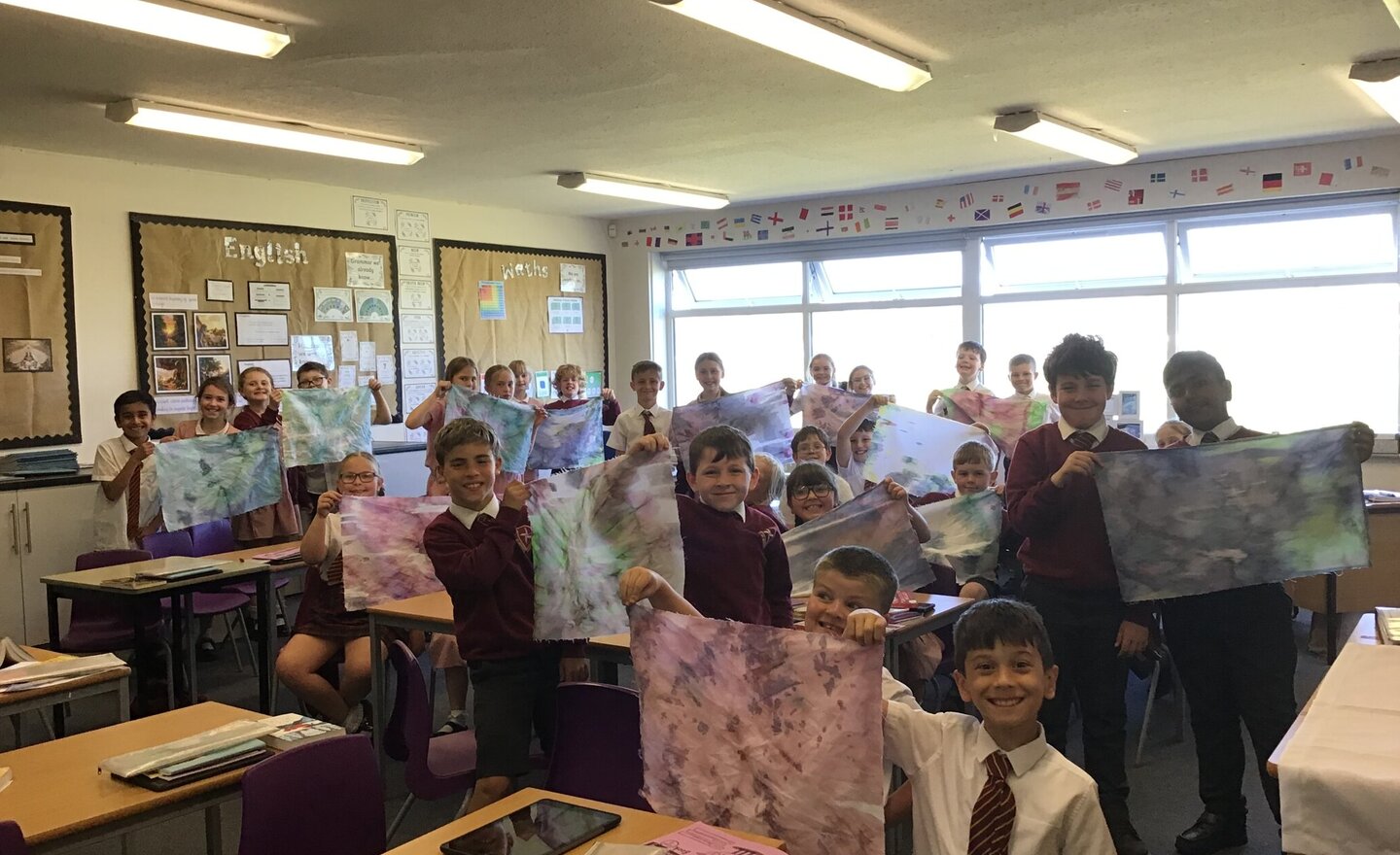 Image of Year 4 Printmaking With Tie Dye