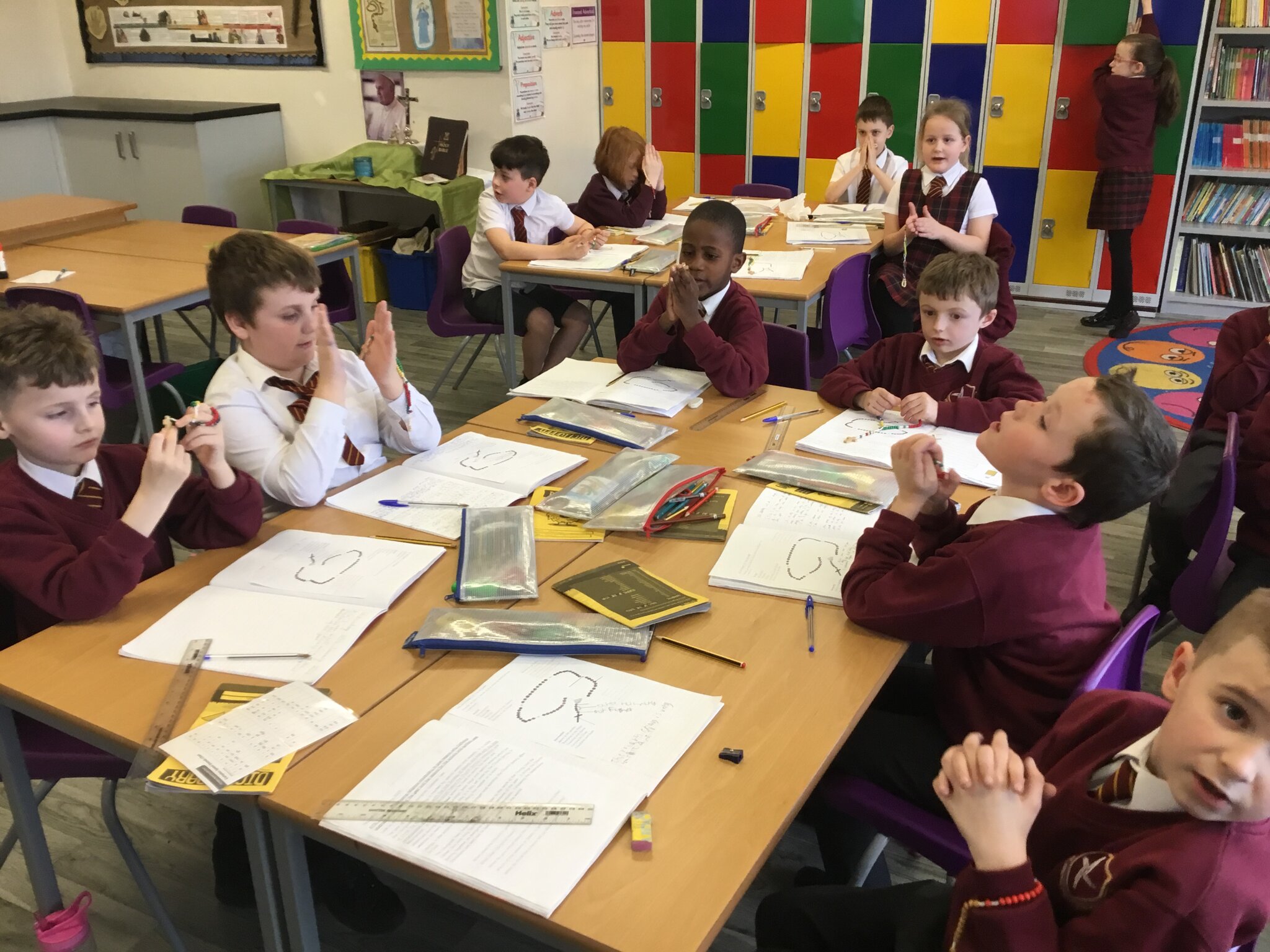 Image of Year 3 learn about their class Saint, Mary