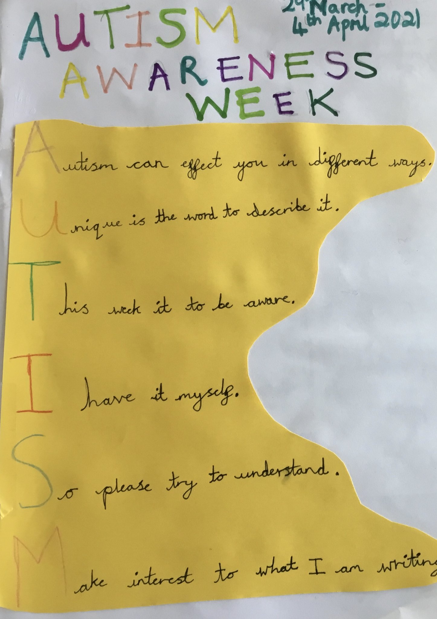 Image of Year 5 Autism Awareness Week 2021