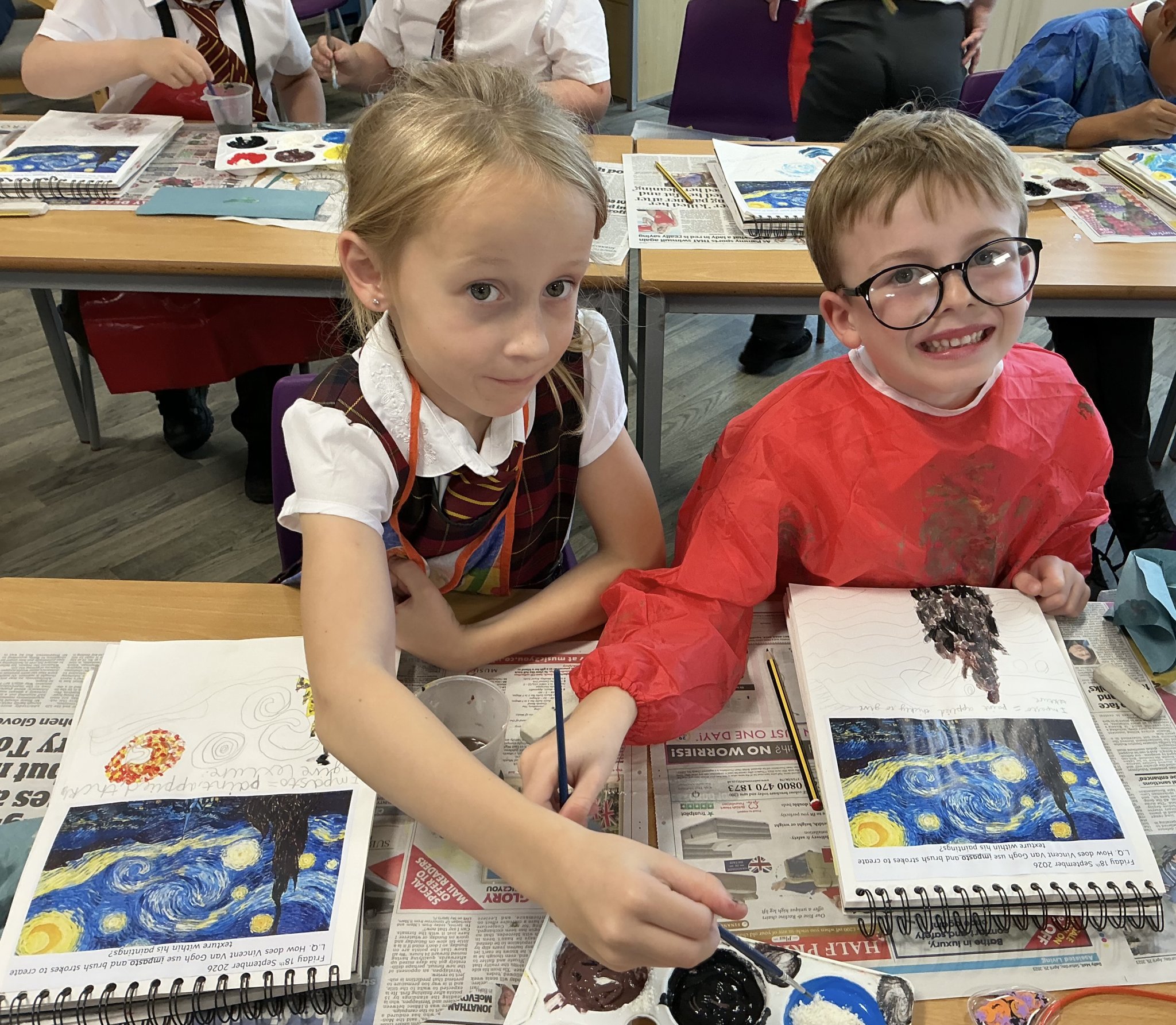 Image of Year 3 Impasto Painting in Van Gogh’s Style