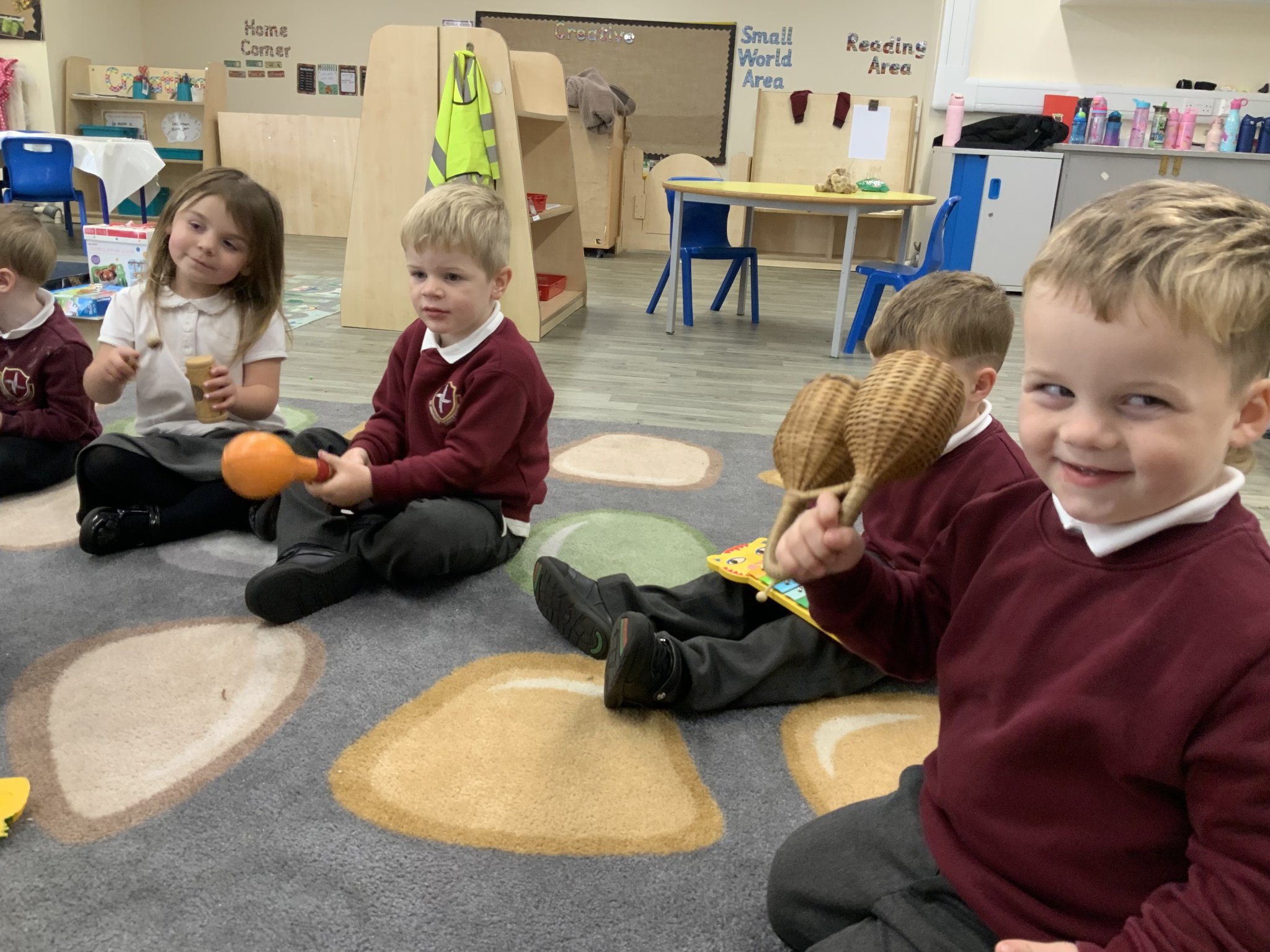 Image of Creating music in Nursery