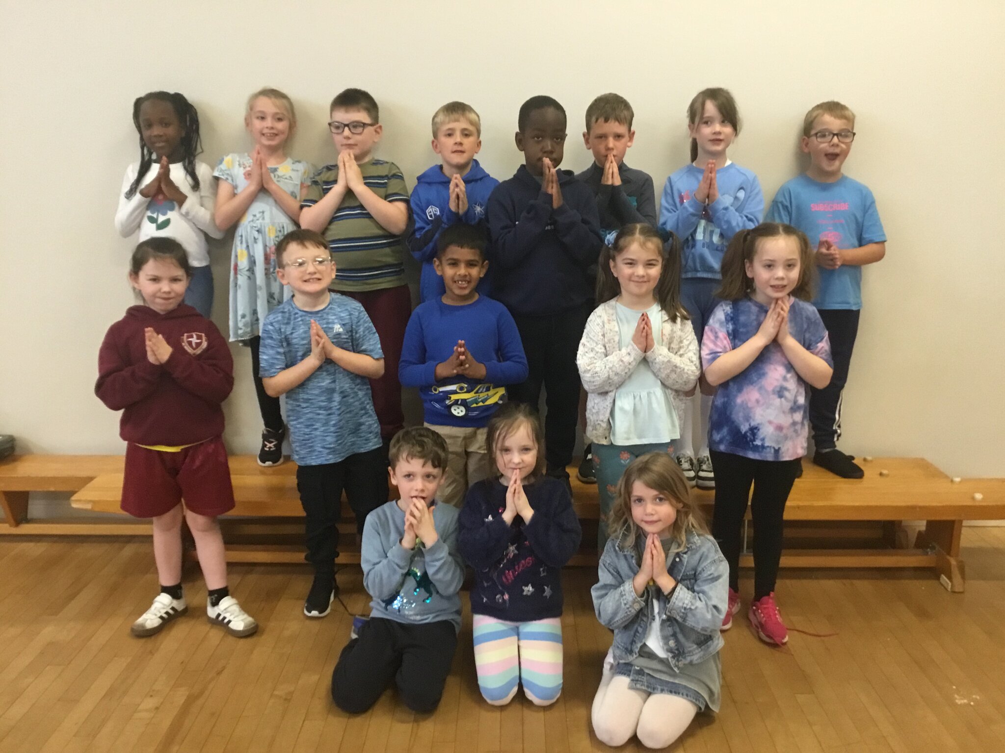 Image of Year 3 celebrate the Feast of Our Lady of the Rosary