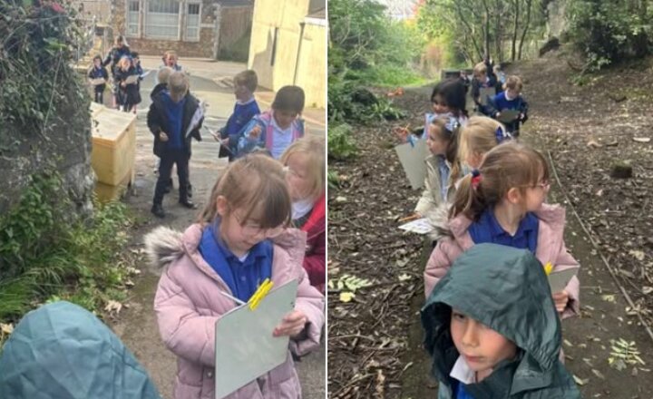 Image of Looking for signs of Autumn in science. Year 1 and 2 have been out and about.