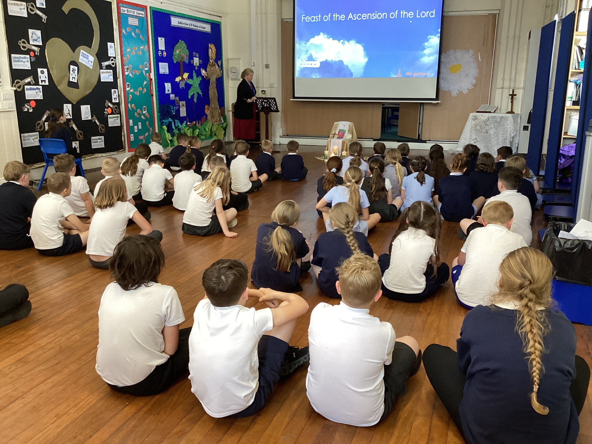 St Chad's pupils coming together to celebrate the Feast of Ascension